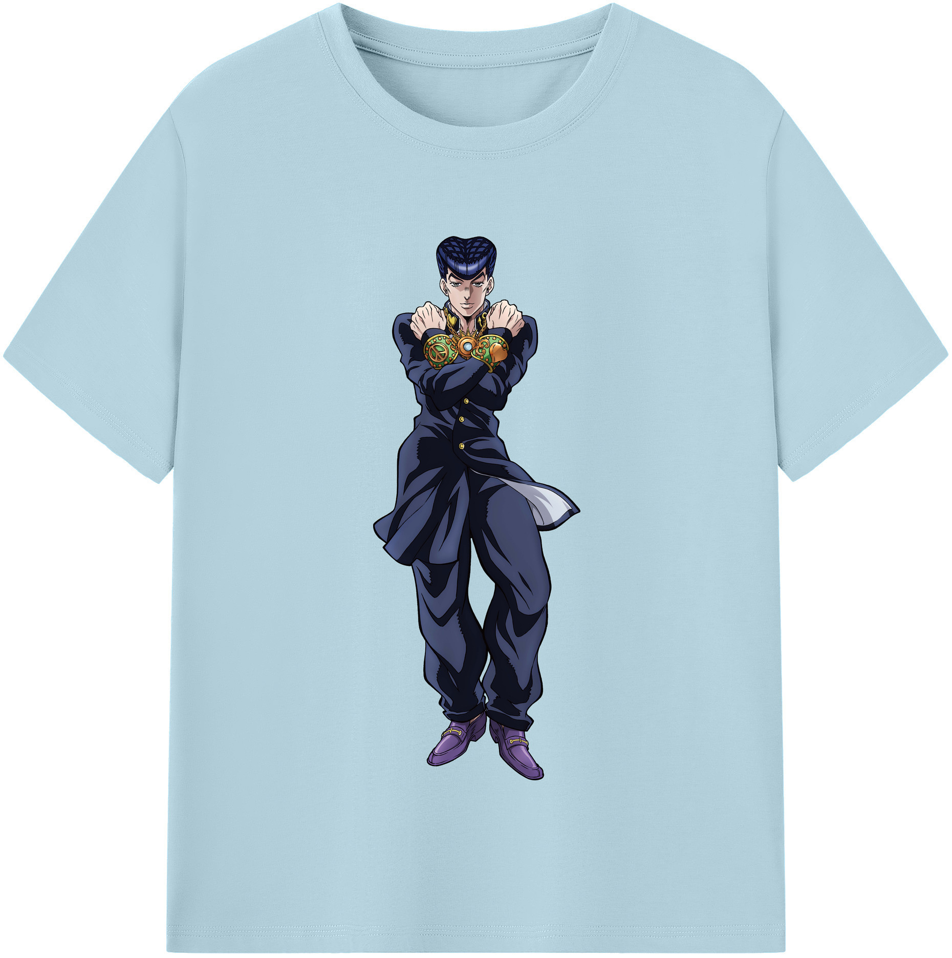 （画像用） ジョジョの奇妙な冒険 ひがしかた じょうすけ JoJo's Bizarre Adventure Higashikata Josuke 綿100％半袖Tシャツ（フロントプリント）